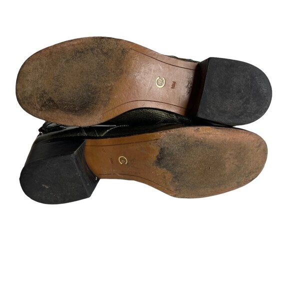 10 Crosby Derek Lam Army Green Shiny Patent Leather Ankle Booties 10M - Picture 8 of 12